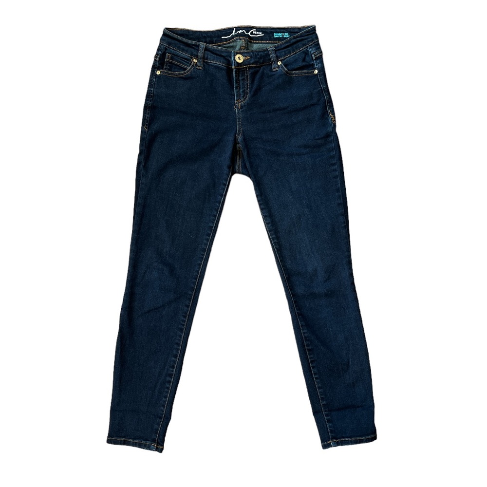 INC Denim Skinny Leg Curvy Fit Size 2 Short Dark Blue Jeans